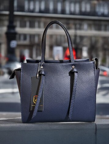 Italy Little City Bag Navy *Real Leather * with long strap