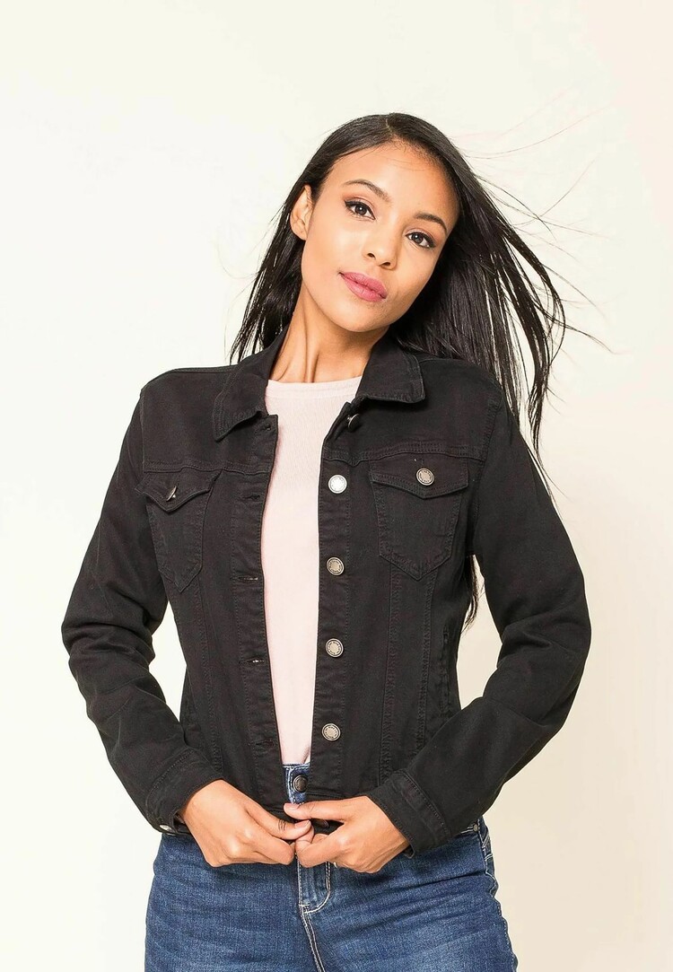 Paris Classic Stretch Jeans Jacket- Black