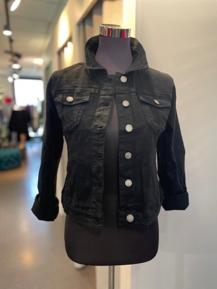 Paris Classic Stretch Jeans Jacket- Black