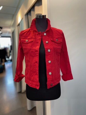 Paris Classic Stretch Jeans Jacket- Rouge