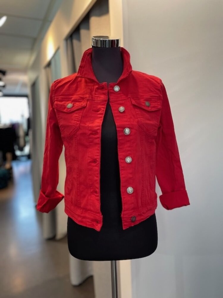 Paris Classic Stretch Jeans Jacket- Rouge