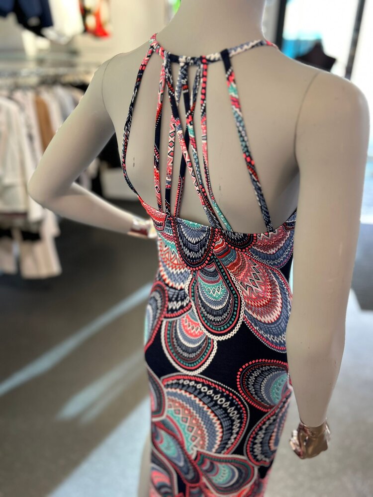 USA Fantasy Super Stretch Layored Dress-Boho Chic Navy