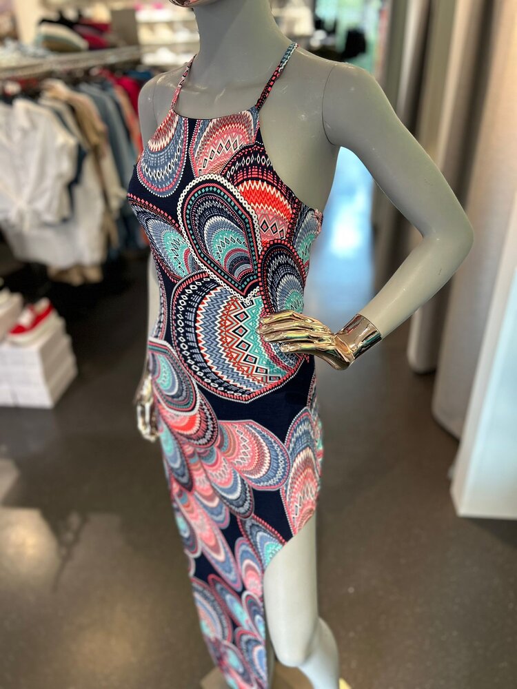 USA Fantasy Super Stretch Layored Dress-Boho Chic Navy