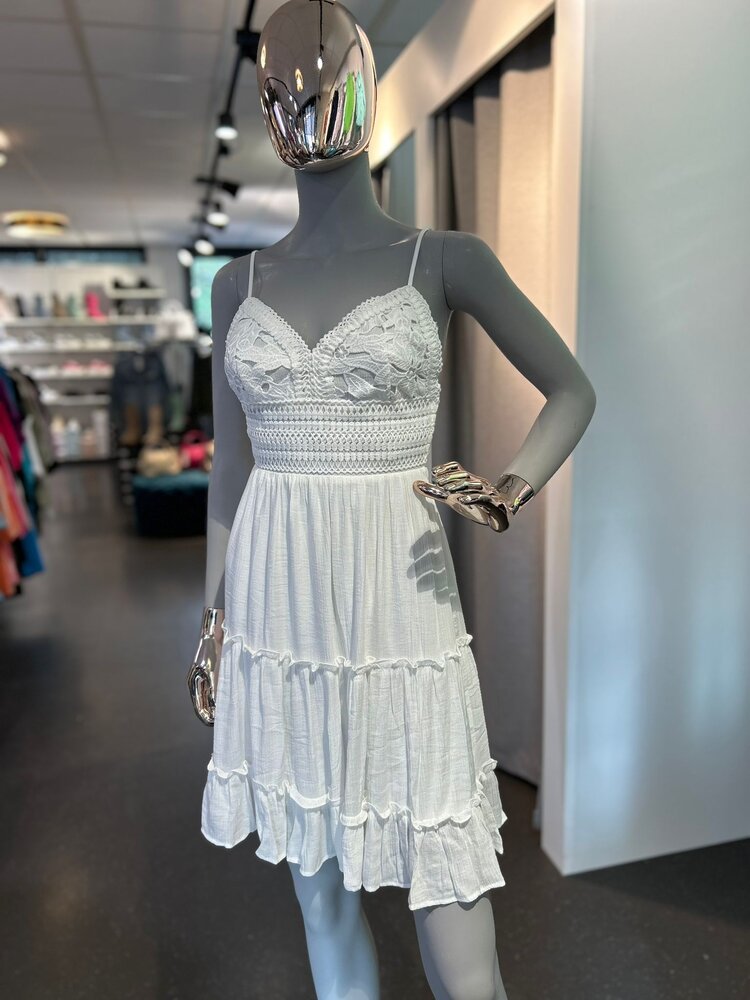 USA Boho Dress Short- White 4487DY