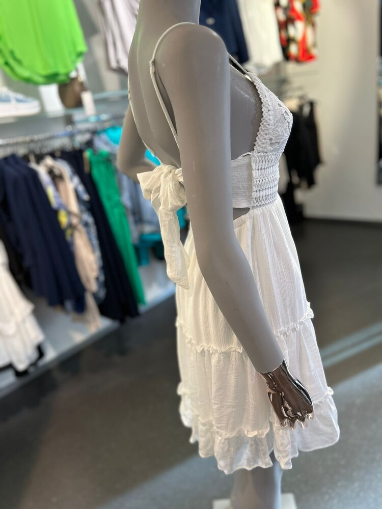 USA Boho Dress Short- White 4487DY