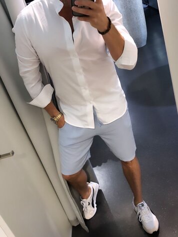 Paris Viscose/Linen Shorts- Sky Blue X26132