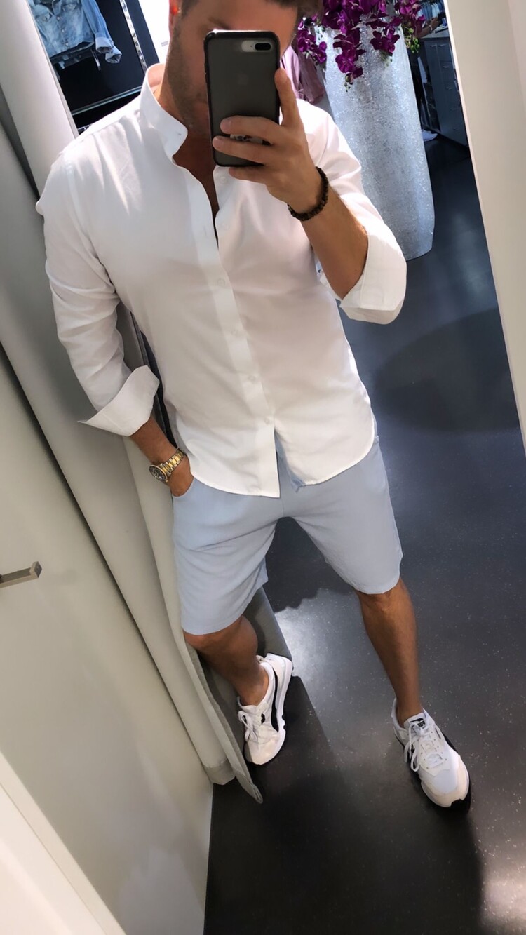 Paris Viscose/Linen Shorts- Sky Blue X26132