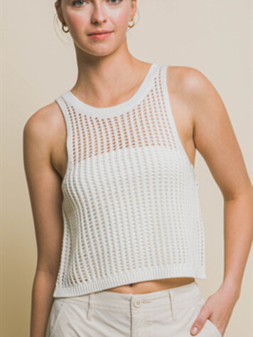 USA Mesh Crop Top- White 90134
