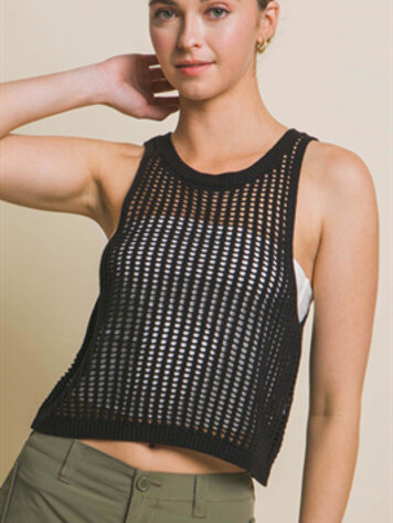 USA Mesh Crop Top- Black 90134