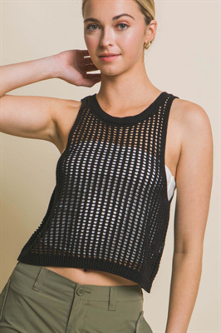 USA Mesh Crop Top- Black 90134