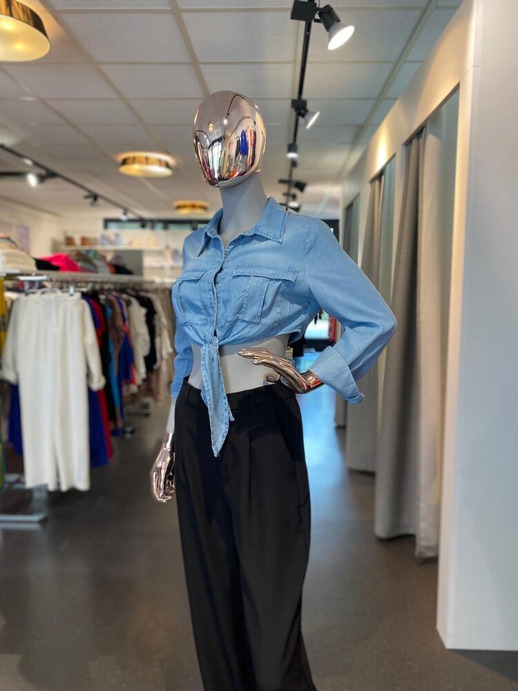 USA Tencel Blouse Long Sleeve Light Blue-10262TH