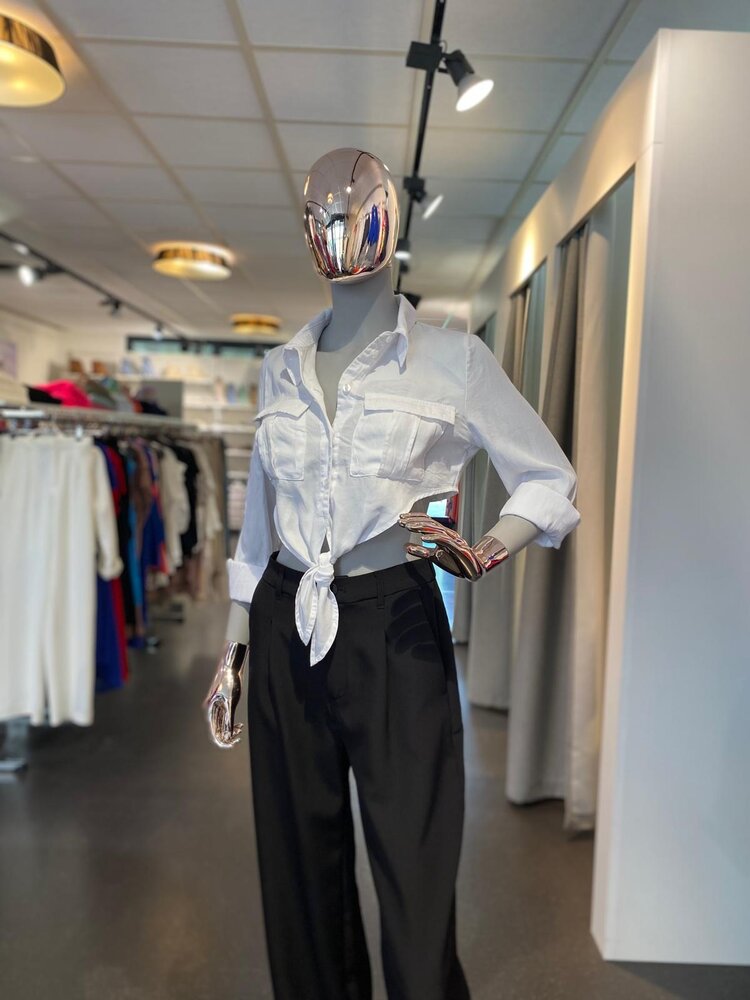 USA Tencel Blouse Long Sleeve White-10262TH