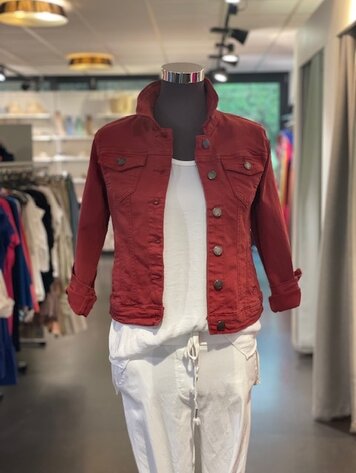 Paris Classic Stretch Jeans Jacket- Rust