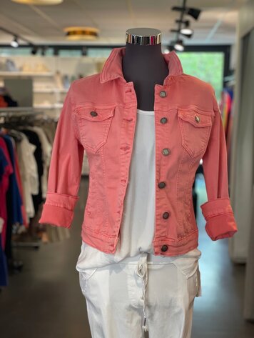 Paris Classic Stretch Jeans Jacket- Coral