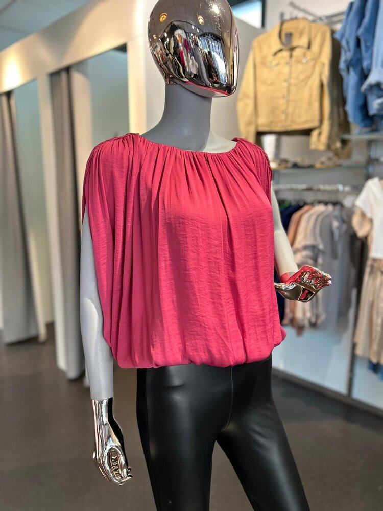 USA Grecian Drape Bubble Blouse- Mulberry 119453