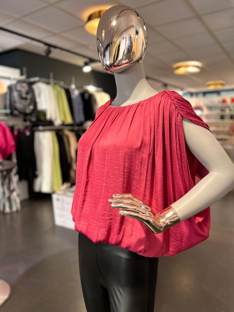 USA Grecian Drape Bubble Blouse- Mulberry 119453