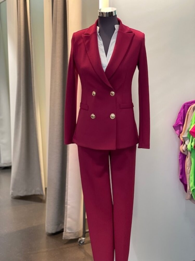 Italy Rina Double Breast Blazer- Berry