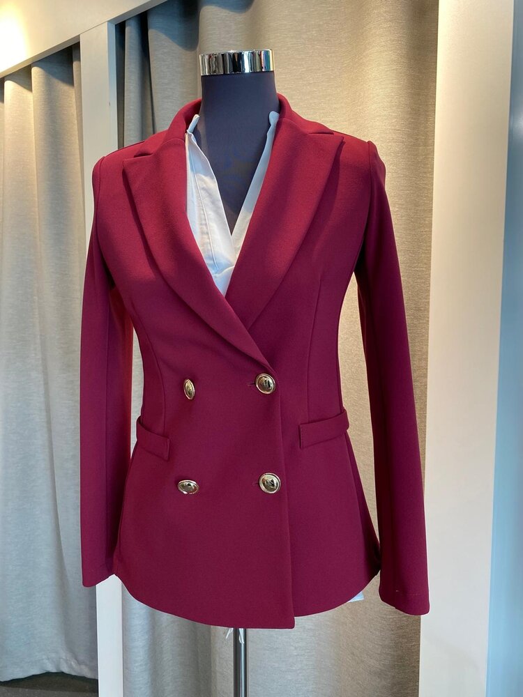 Italy Rina Double Breast Blazer- Berry