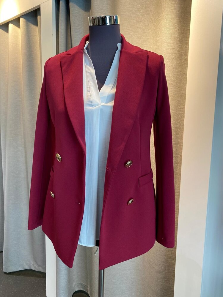 Italy Rina Double Breast Blazer- Berry