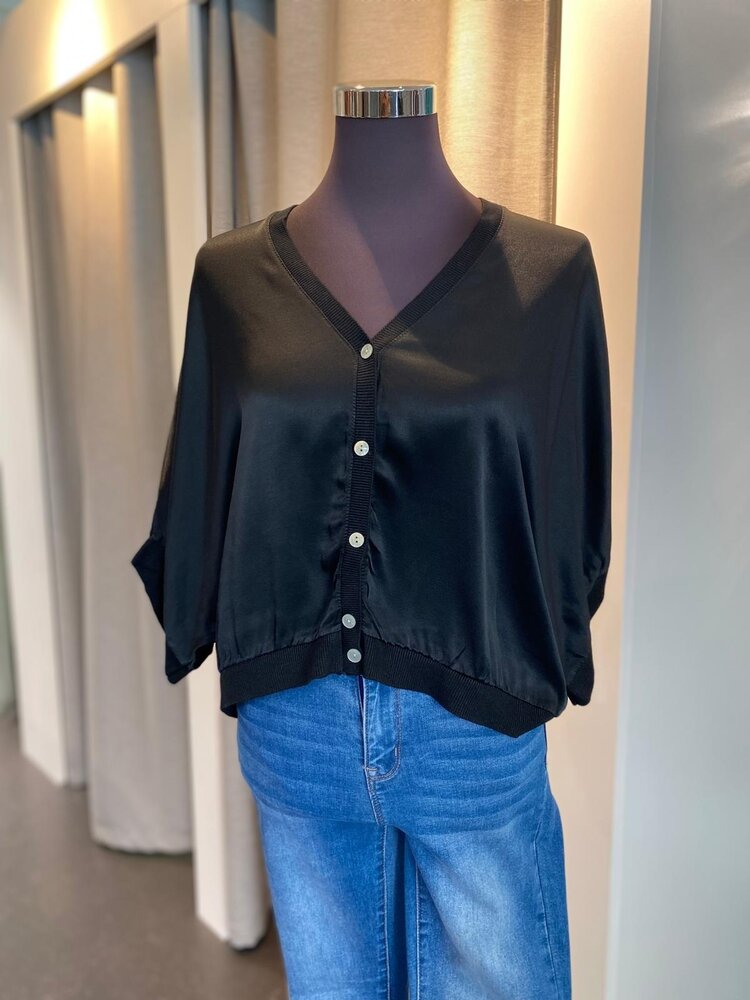 Paris Cardigan Top-Black