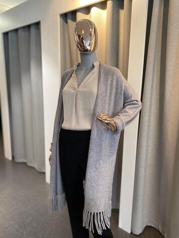 Paris Boho Poncho Long - Grey