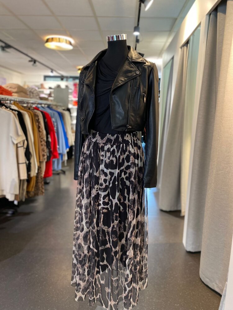 Paris Animal Print Skirt- Black/Beige/Mocha