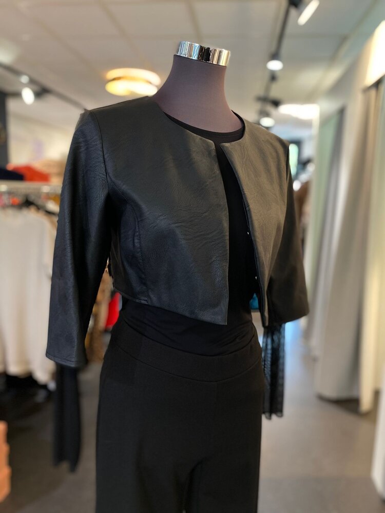 Italy Faux Leather Rina Bolero- Black