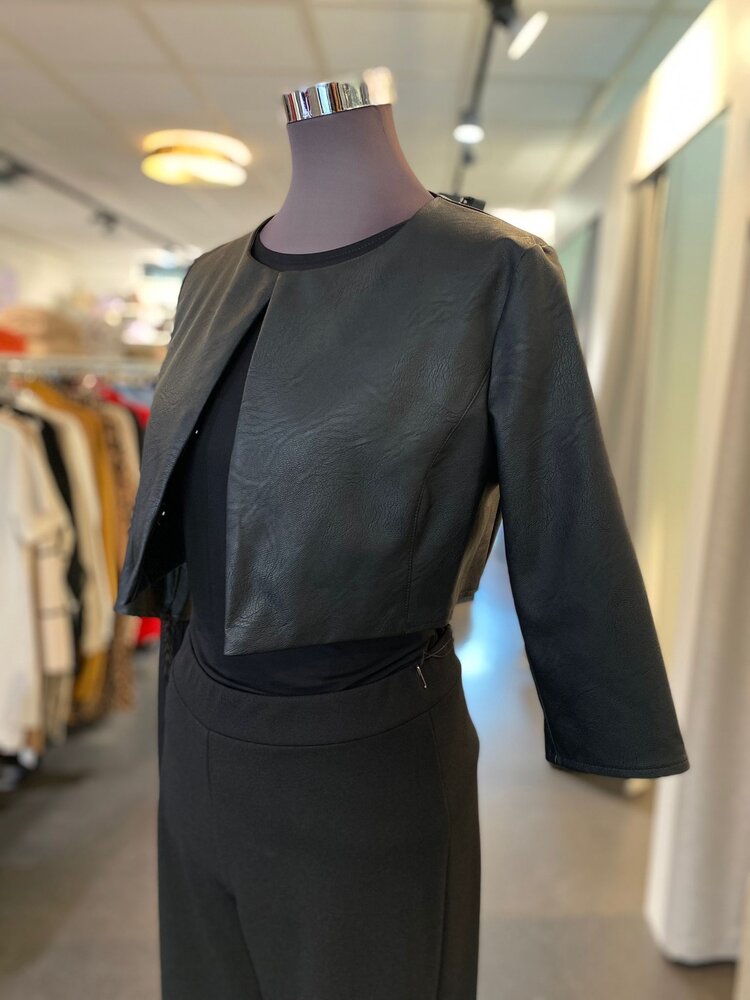 Italy Faux Leather Rina Bolero- Black