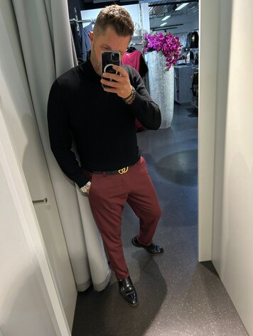 Italy Trousers With Cuffs- Burgundy PWB01BV