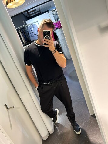 Italy Black T Shirt with White Trim