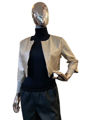 Italy Faux Leather Rina Bolero-Gold