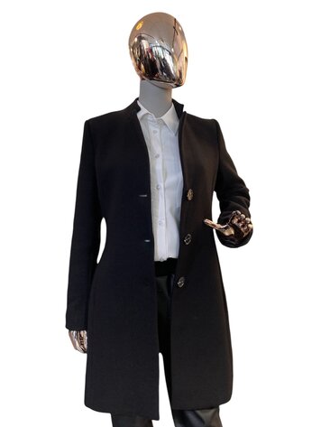 Italy High Collar Coat- Black