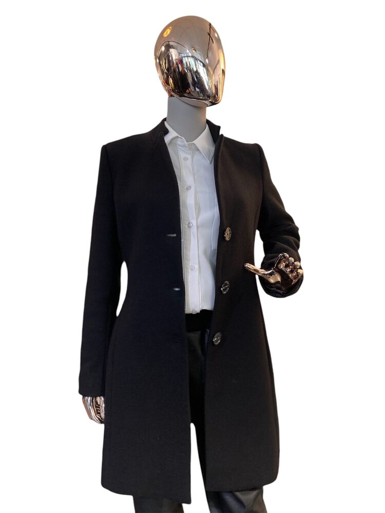 Italy High Collar Coat- Black