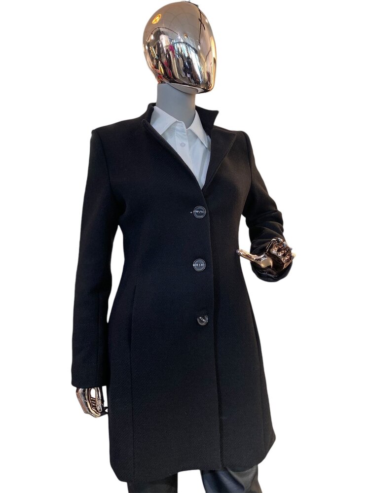 Italy High Collar Coat- Black