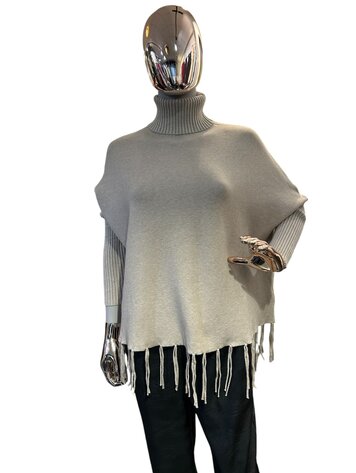 Paris Fringe Sweater Beige 9063