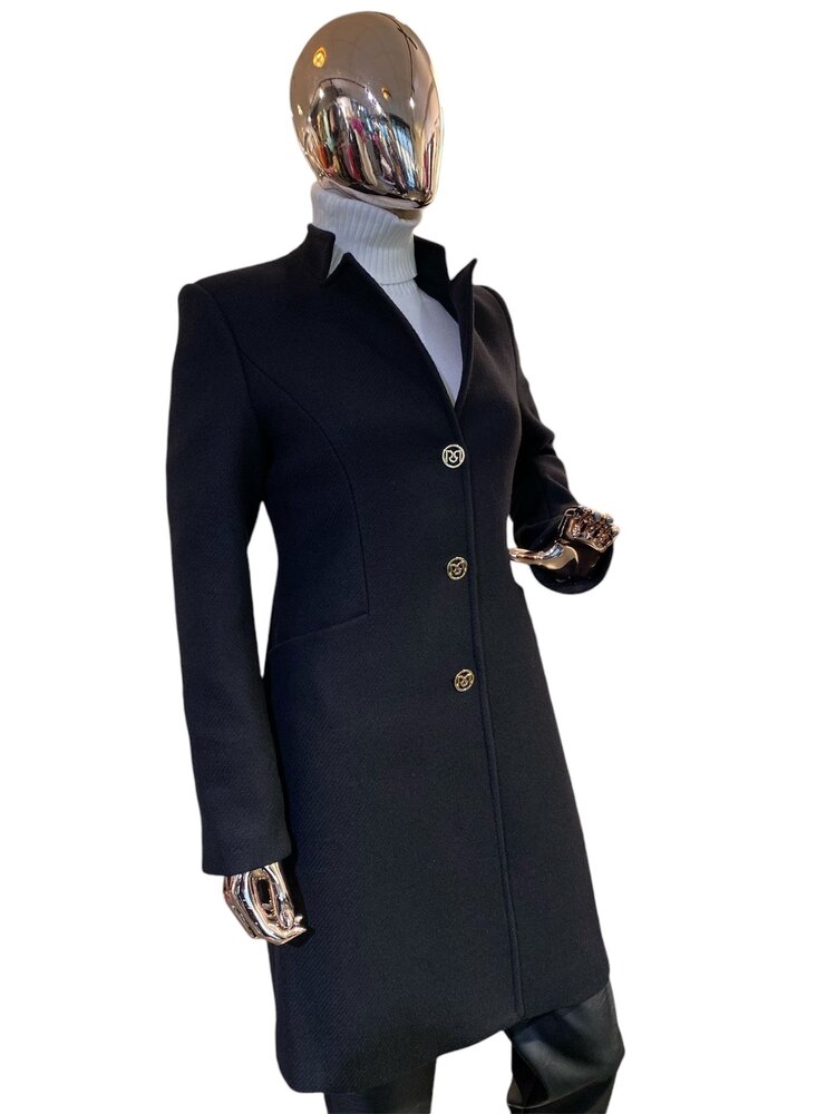 Italy Rina High Collar Coat- Black