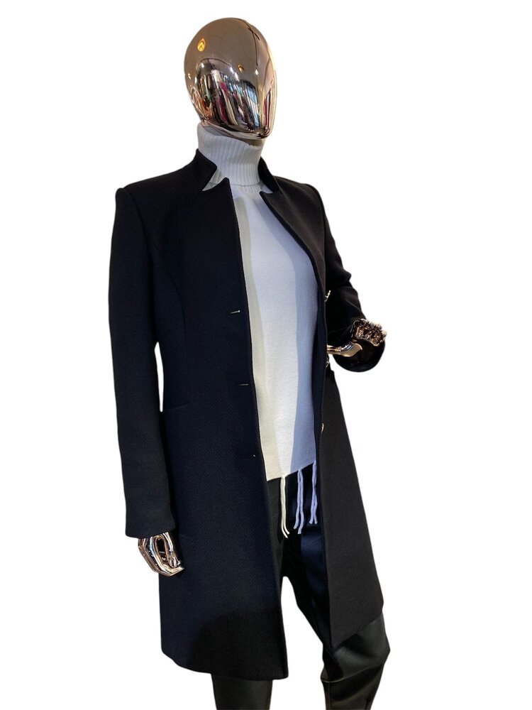 Italy Rina High Collar Coat- Black