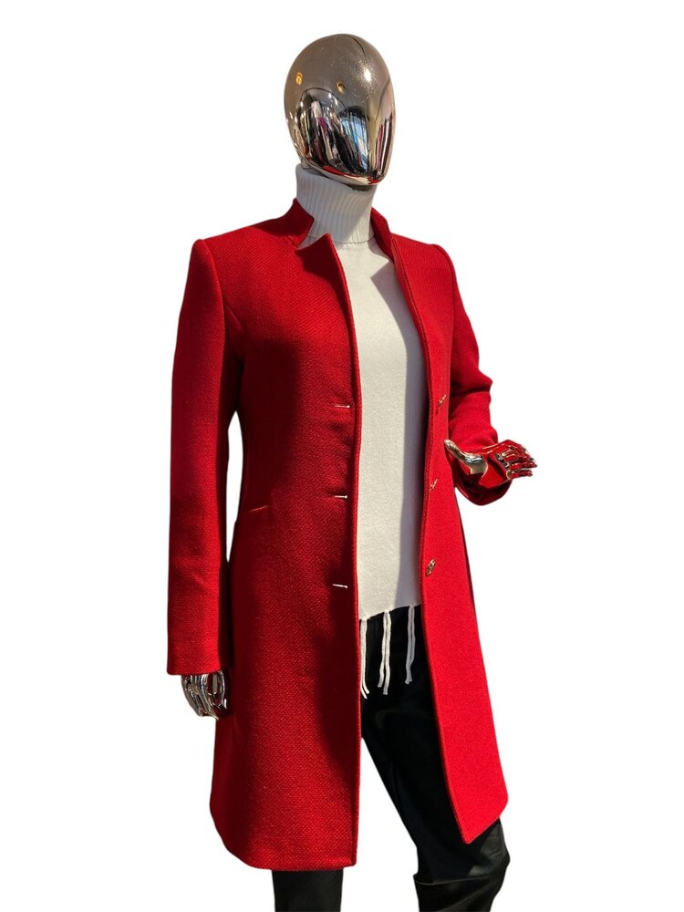 Italy Rina High Collar Coat- Red