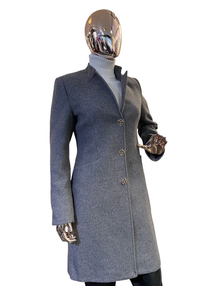 Italy Rina High Collar Coat- Grey