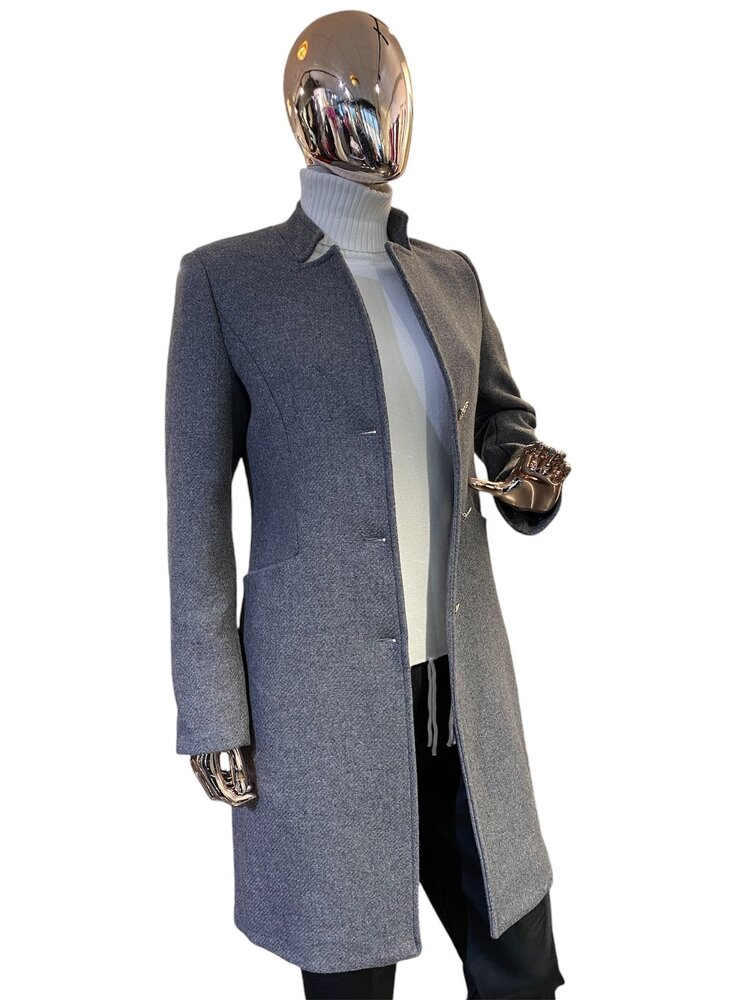 Italy Rina High Collar Coat- Grey