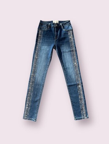 USA Bling Bling Studded On Sides Jeans- Blue G42-2-D
