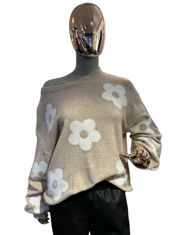 USA Khaki Floral Sweater-W8366