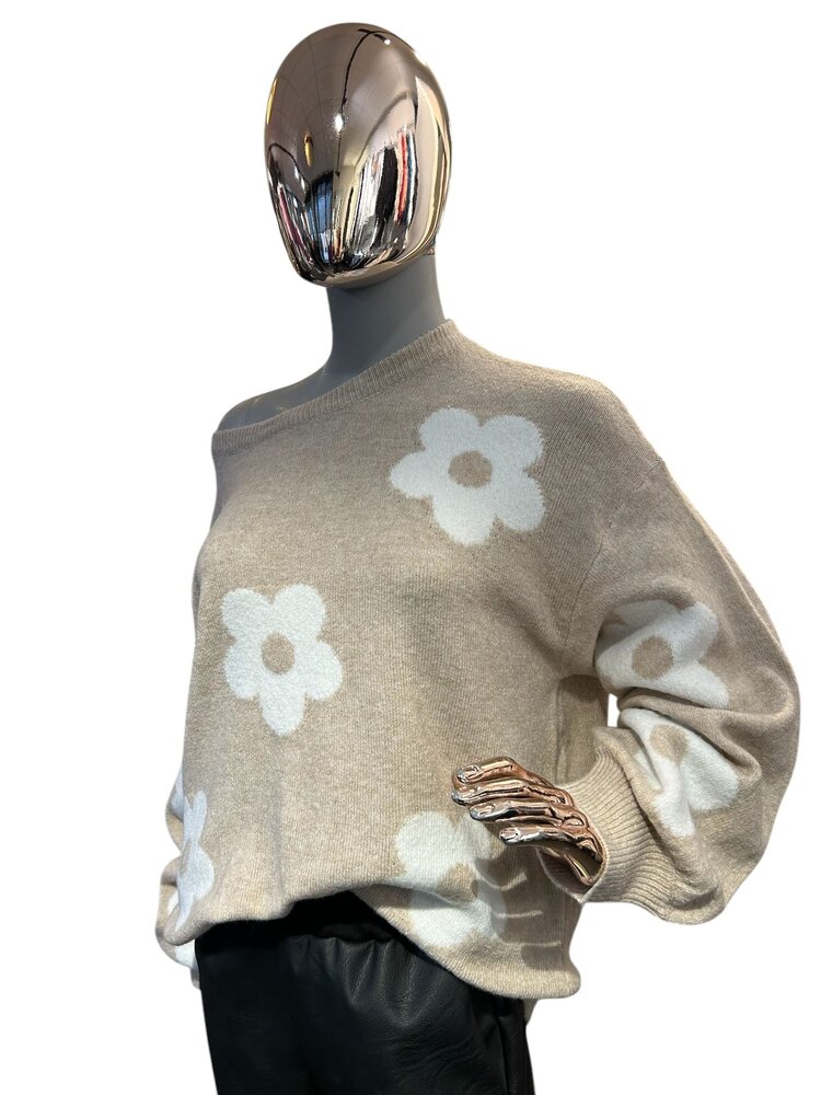 USA Khaki Floral Sweater-W8366