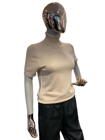 USA Cielo Short Sleeve Turtleneck- Beige SW190