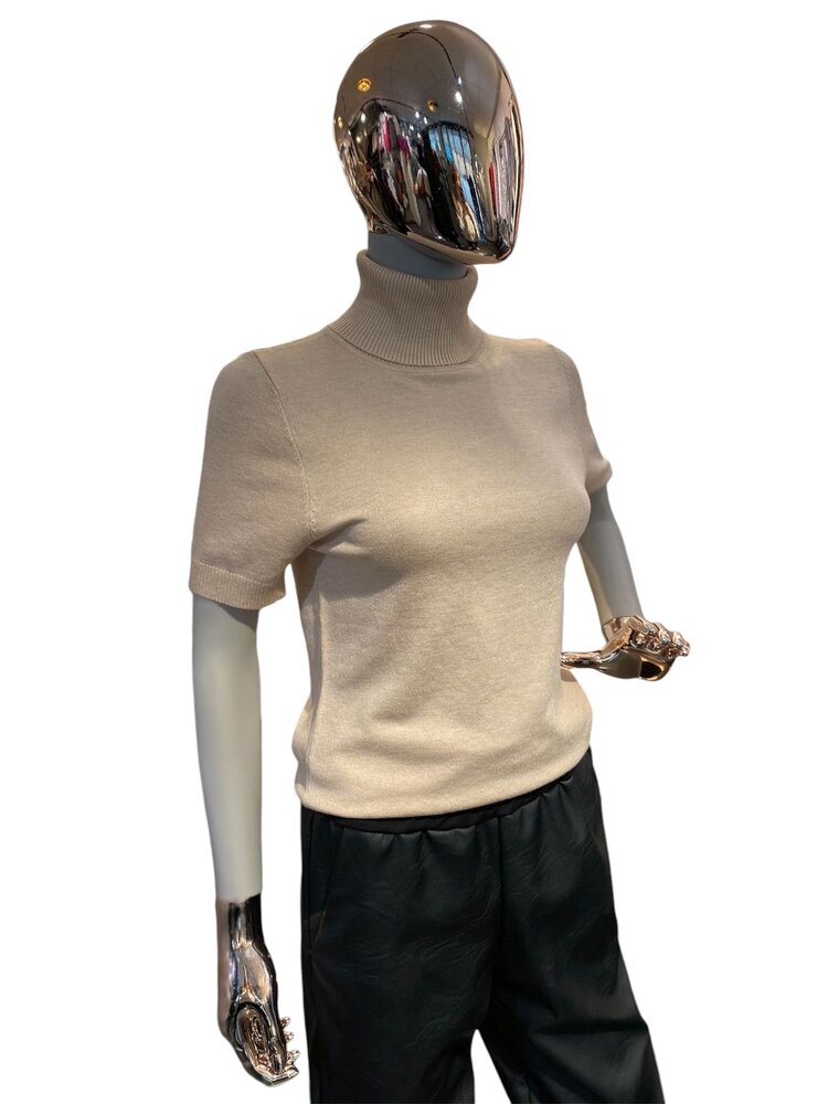 USA Cielo Short Sleeve Turtleneck- Beige SW190