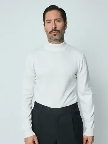 Paris High Neck Sweater- White M050