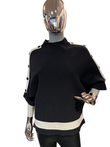 Paris Black Viscose Sweater With White Stripes