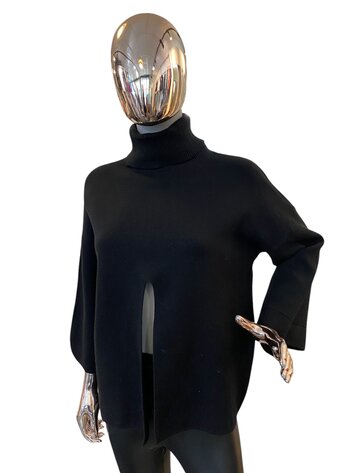 Paris Viscose Split Sweater-Black ZS8140