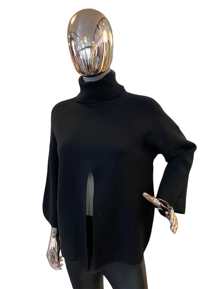 Paris Viscose Split Sweater-Black ZS8140