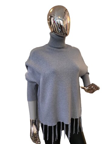 Paris Fringe Sweater Grey-9063